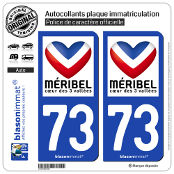 2 Autocollants plaque immatriculation Auto 73 Méribel - Station