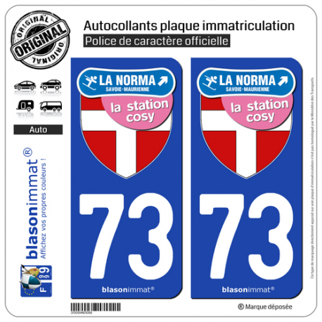 2 Autocollants plaque immatriculation Auto 73 La Norma - Station II