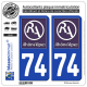 2 Autocollants plaque immatriculation Auto 74 Rhône-Alpes - LogoType II
