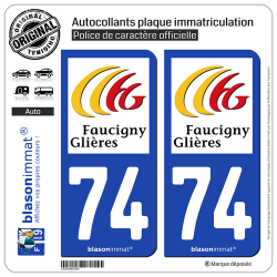 2 Autocollants plaque immatriculation Auto 74 Bonneville - Agglo