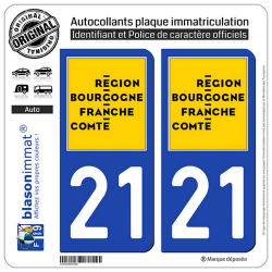 2 Autocollants immatriculation Auto 21 Bourgogne-Franche-Comté - LogoType