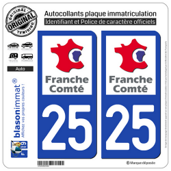 2 Autocollants plaque immatriculation Auto 25 Franche-Comté - LogoType