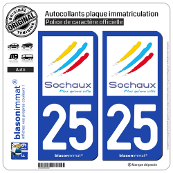 2 Autocollants plaque immatriculation Auto 25 Sochaux - Ville