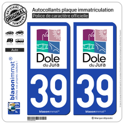 2 Autocollants plaque immatriculation Auto 39 Dole - Ville