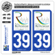 2 Autocollants plaque immatriculation Auto 39 Revermont - Jura Pays
