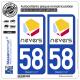 2 Autocollants plaque immatriculation Auto 58 Nevers - Agglo