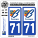 2 Autocollants plaque immatriculation Auto 71 Bourgogne - LogoType
