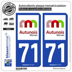 2 Autocollants plaque immatriculation Auto 71 Autun - Agglo