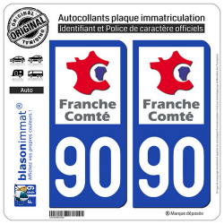 2 Autocollants plaque immatriculation Auto 90 Franche-Comté - LogoType