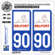 2 Autocollants plaque immatriculation Auto 90 Belfort - Ville