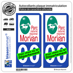 2 Autocollants plaque immatriculation Auto Morvan - Parc Naturel Régional