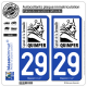 2 Autocollants plaque immatriculation Auto 29 Quimper - Tourisme