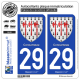 2 Autocollants plaque immatriculation Auto 29 Concarneau - Armoiries