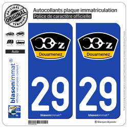 2 Autocollants plaque immatriculation Auto 29 Douarnenez - Douarneniste