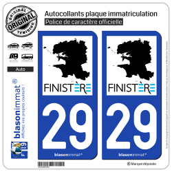 2 Autocollants plaque immatriculation Auto 29 Finistère - Tourisme