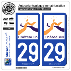 2 Autocollants plaque immatriculation Auto 29 Châteaulin -Ville