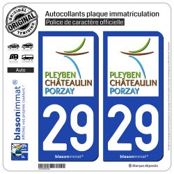 2 Autocollants plaque immatriculation Auto 29 Châteaulin - Agglo