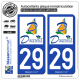 2 Autocollants plaque immatriculation Auto 29 Douarnenez - Agglo