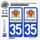 2 Autocollants plaque immatriculation Auto 35 Saint-Malo - Ville