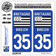 2 Autocollants plaque immatriculation Auto 35 Bretagne - LogoType