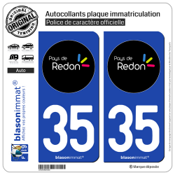 2 Autocollants plaque immatriculation Auto 35 Redon - Tourisme