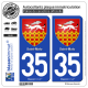 2 Autocollants plaque immatriculation Auto 35 Saint-Malo - Armoiries