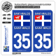 2 Autocollants plaque immatriculation Auto 35 Saint-Malo - Drapeau