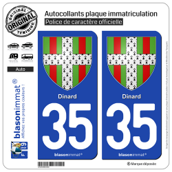 2 Autocollants plaque immatriculation Auto 35 Dinard - Armoiries