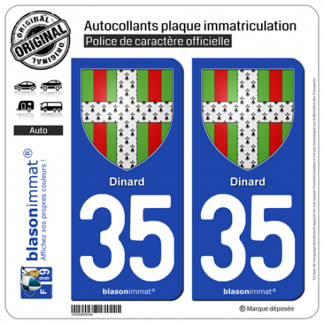 35 Dinard Ville 2 Stickers autocollant plaque immatriculation 