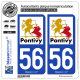 2 Autocollants plaque immatriculation Auto 56 Pontivy - Tourisme