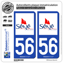 2 Autocollants plaque immatriculation Auto 56 Séné - Commune