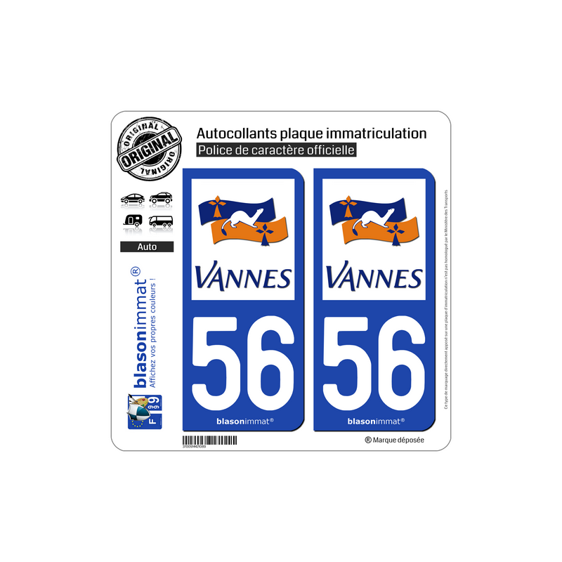 ⇒ Autocollant Sticker Plaque Immatriculation Morbihan 56