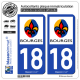 2 Autocollants plaque immatriculation Auto 18 Bourges - Ville