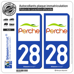 2 Autocollants plaque immatriculation Auto 28 Nogent-le-Rotrou - Agglo