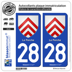 2 Autocollants plaque immatriculation Auto 28 Perche - Armoiries