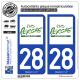 2 Autocollants plaque immatriculation Auto 28 Perche - Pays II