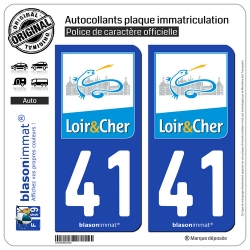 2 Autocollants plaque immatriculation Auto 41 Loir-et-Cher - Département
