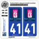 2 Autocollants plaque immatriculation Auto 41 Blois - Tourisme