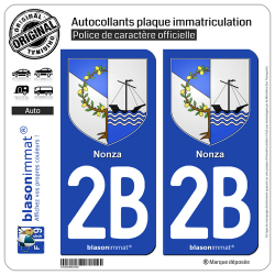 2 Autocollants plaque immatriculation Auto 2B Nonza - Armoiries