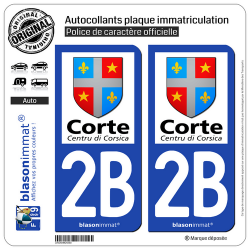 2 Autocollants plaque immatriculation Auto 2B Corte - Ville