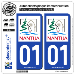 2 Autocollants plaque immatriculation Auto 01 Nantua - Ville