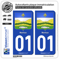 2 Autocollants plaque immatriculation Auto 01 Nantua - Armoiries