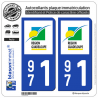 2 Autocollants plaque immatriculation Auto 971 Guadeloupe - LogoType
