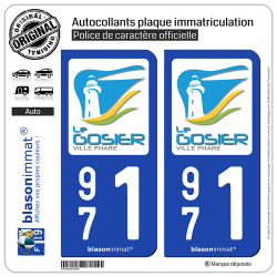 2 Autocollants plaque immatriculation Auto 971 Le Gosier - Ville