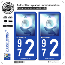 2 Autocollants plaque immatriculation Auto 972 Madinina - Version Vista
