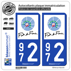 2 Autocollants plaque immatriculation Auto 972 Fort-de-France - Ville