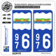 2 Autocollants plaque immatriculation Auto 976 Mayotte - Tourisme