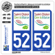 2 Autocollants plaque immatriculation Auto 52 Saint-Dizier - Tourisme
