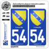 2 Autocollants plaque immatriculation Auto 54 Lunéville - Armoiries
