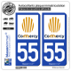 2 Autocollants plaque immatriculation Auto 55 Commercy - Ville